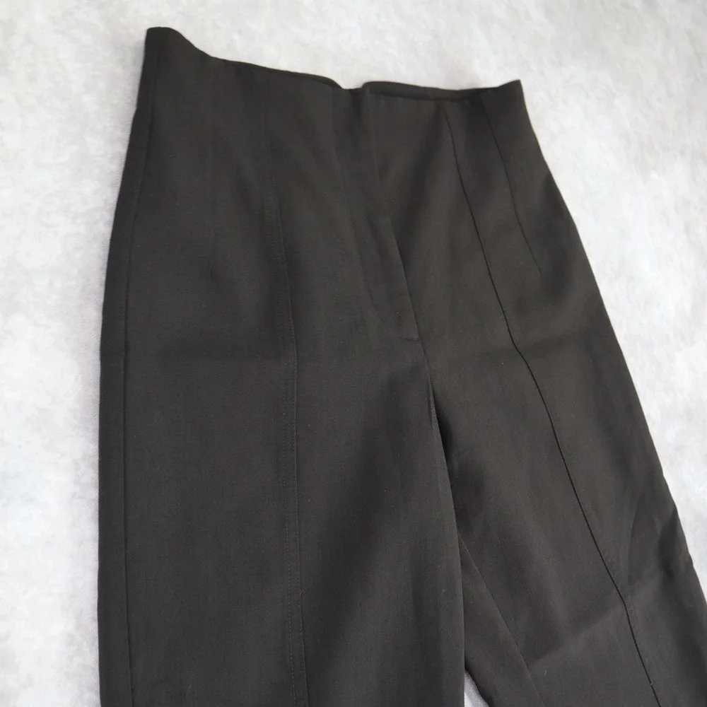 ZARA Pants Straight Leg Trouser Black High Waisted Seam Front Size M